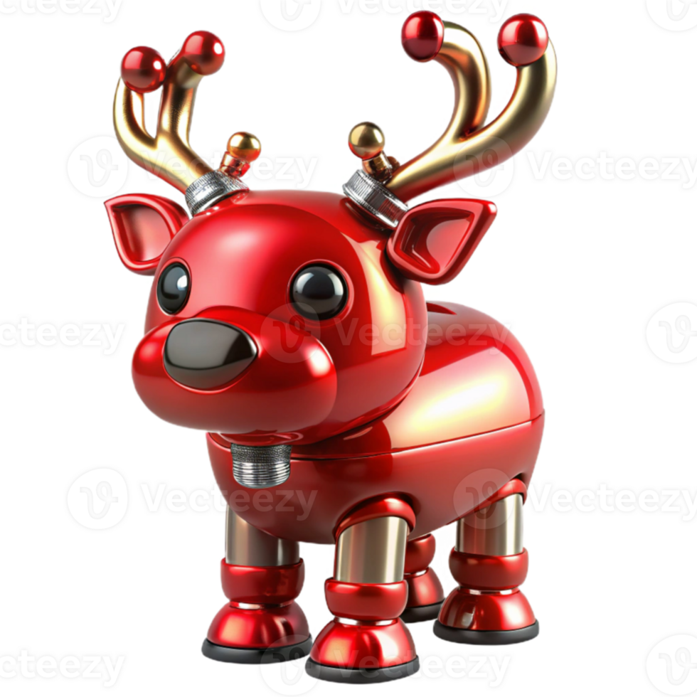 magnificent abstract Red Robotic Reindeer 3D Render authentic png