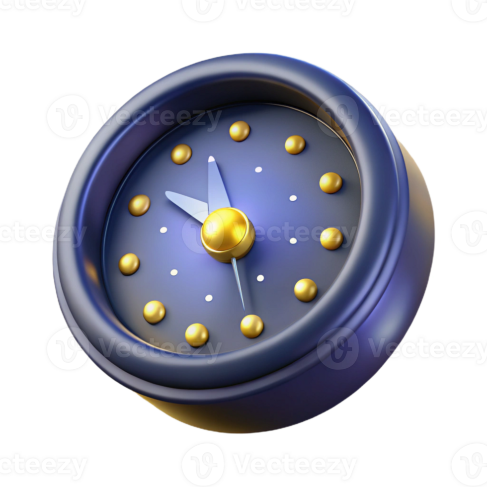 dramatic contemporary 3D Clock Icon Render Purple Gold authentic png