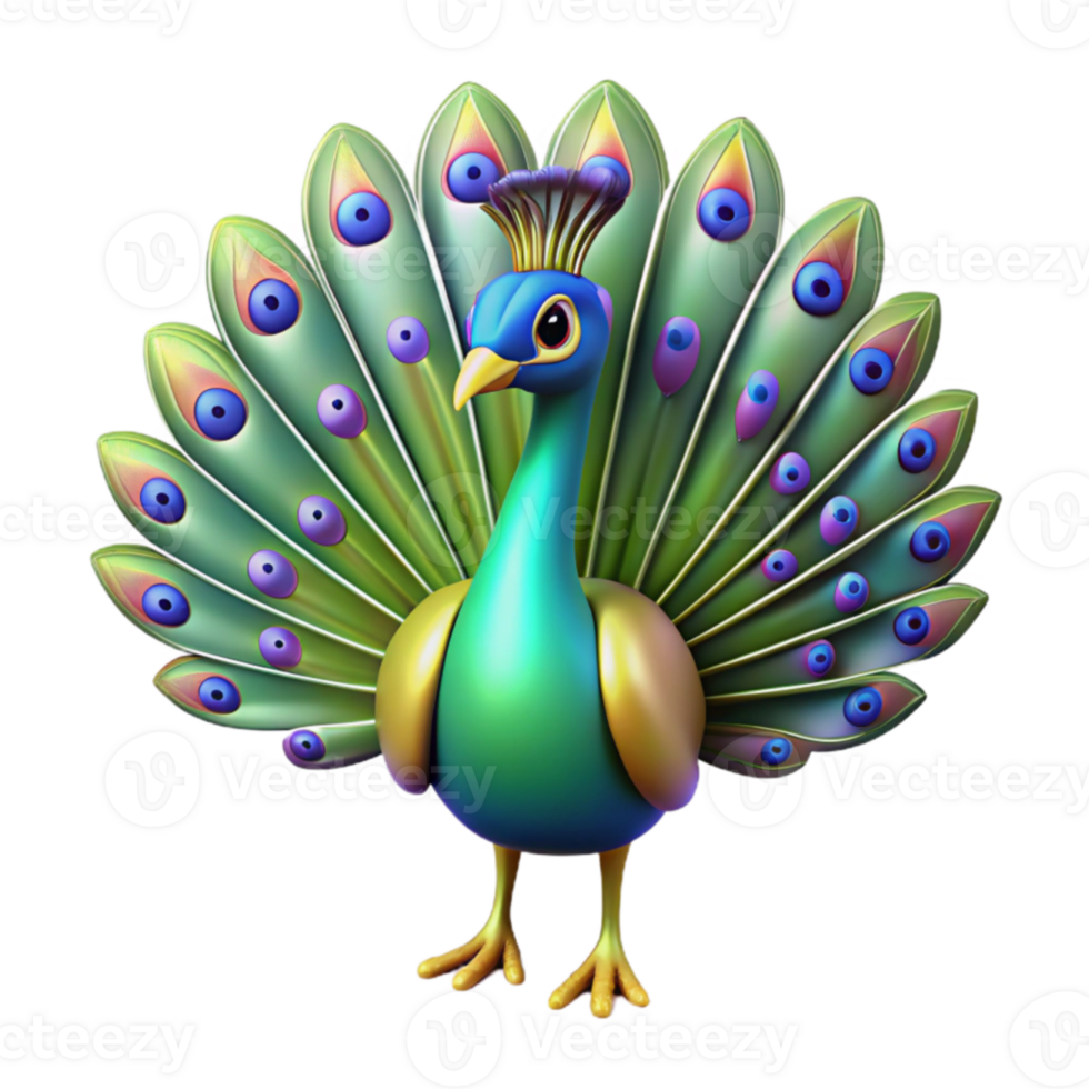 wonderful modern Vibrant 3D Peacock Illustration detailed png