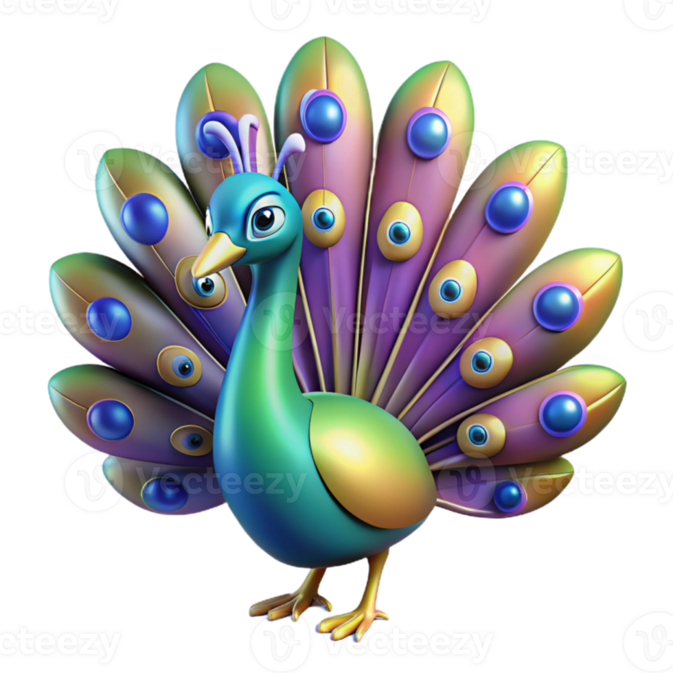 wonderful contemporary Vibrant 3D Peacock Illustration 4K png