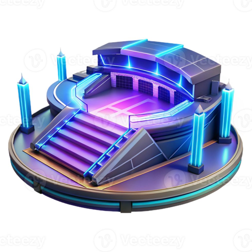 wonderful vintage Neon Stage 3D Render 4K png