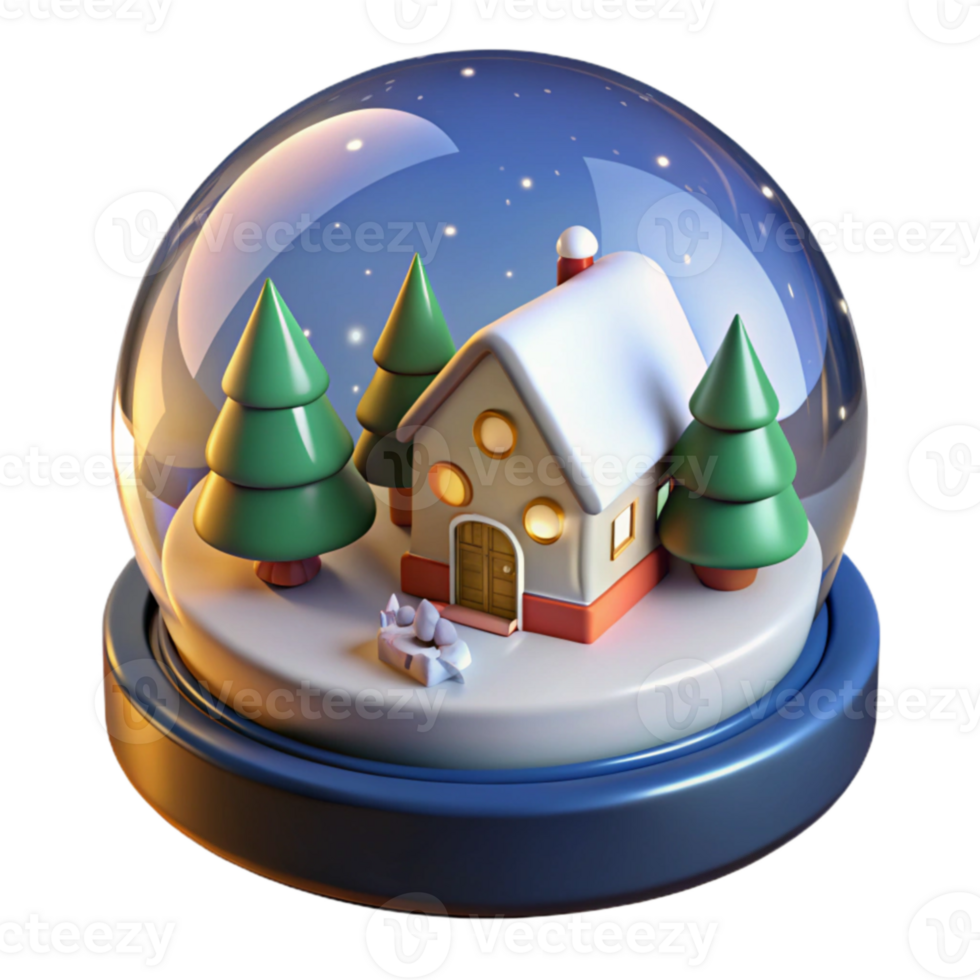 magnificent traditional Winter Wonderland 3D Snow Globe Illustration detailed png