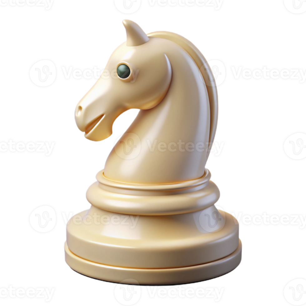 wonderful rustic Cream Knight Chess Piece 3D Render detailed png