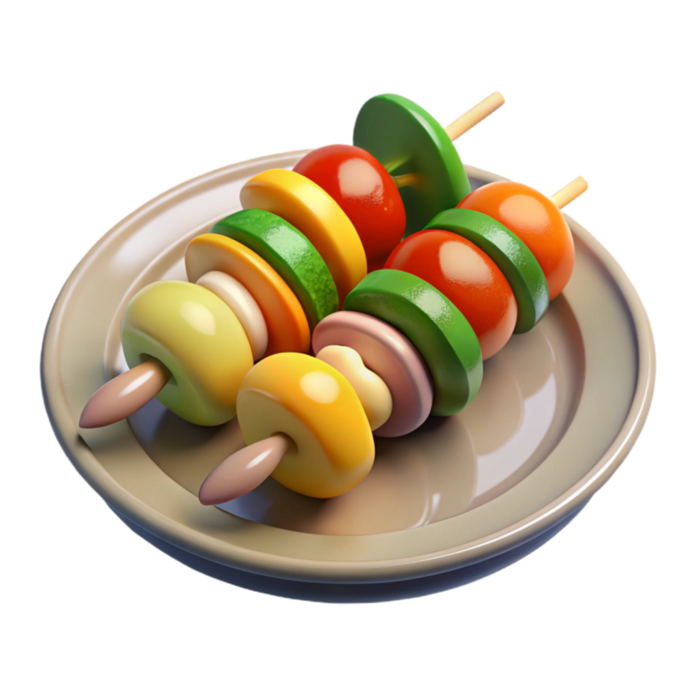 Colorful Veggie Skewers on Plate png