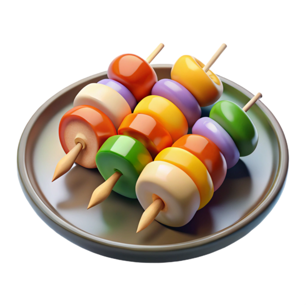 Colorful Fruit Skewers on Plate png