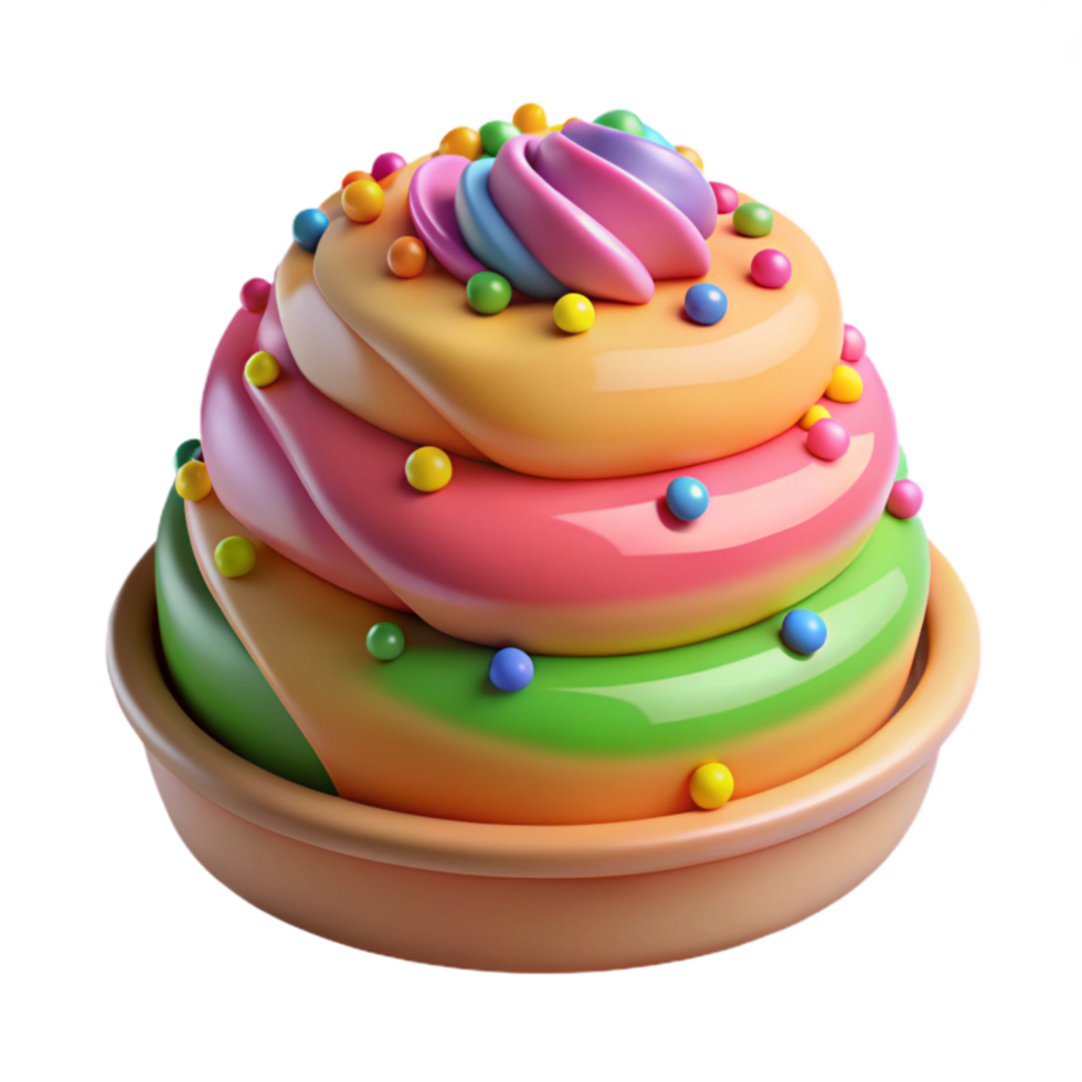 Rainbow Layered Dessert with Colorful Candy png