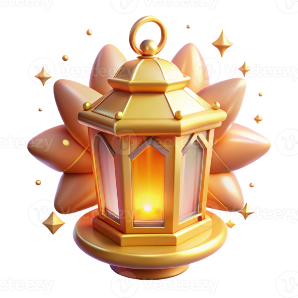 elegant modern Golden 3D Lantern Illustration original png