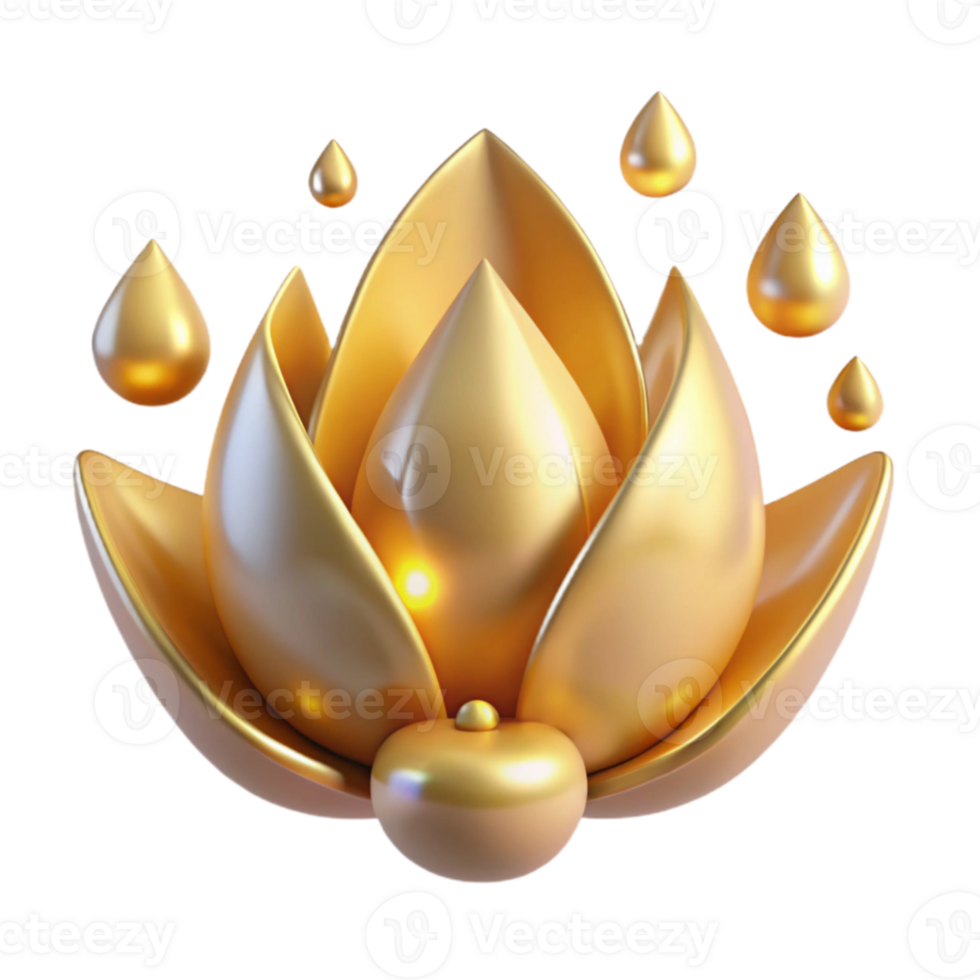 beautiful vintage Golden Lotus 3D Render Illustration genuine png