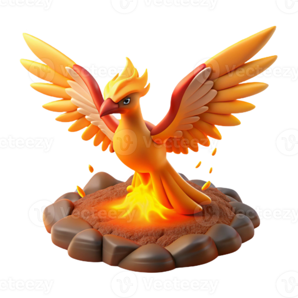 stunning abstract 3D Render of a Mythical Firebird original png