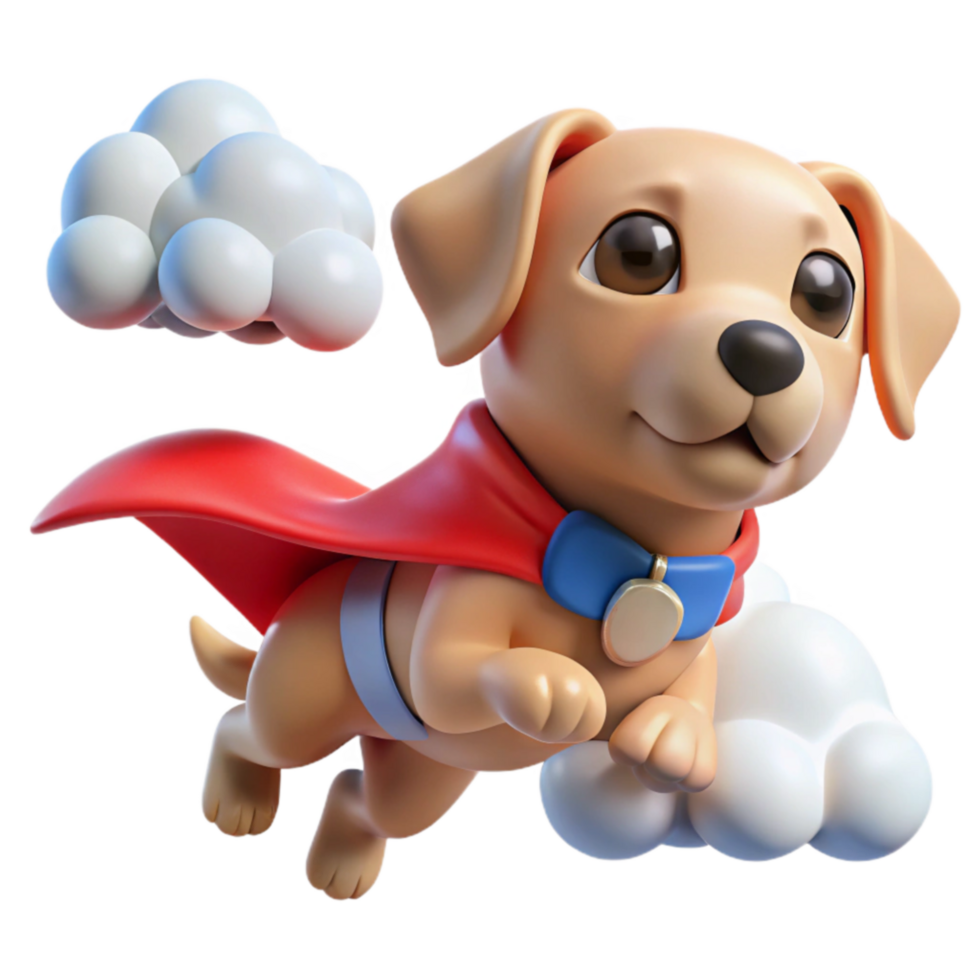 Super Puppy Soaring Through Clouds png