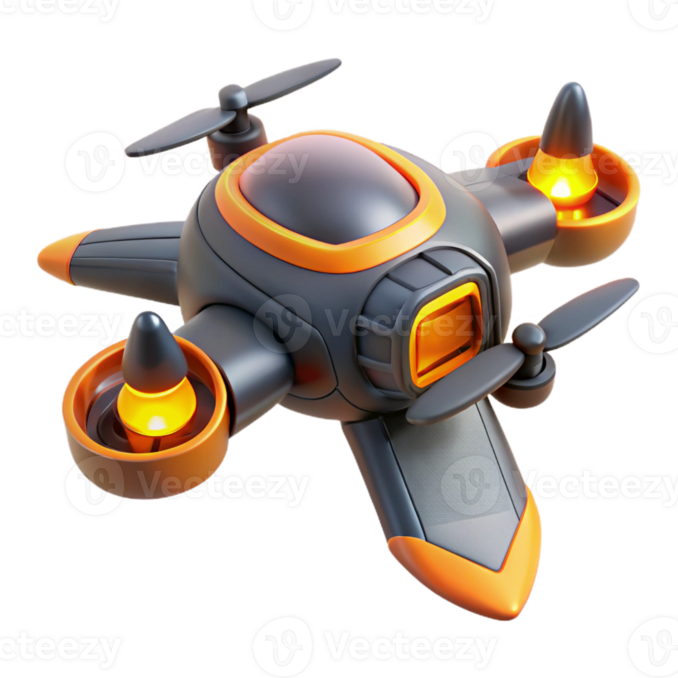 stunning minimalist Futuristic Drone 3D Render authentic png