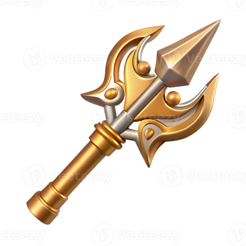 wonderful abstract Golden Trident 3D Render original png