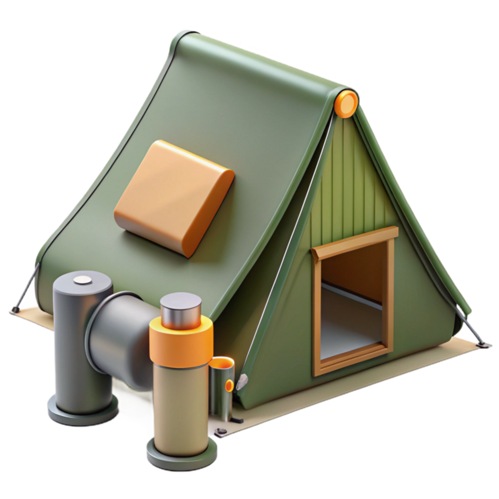 Camping Tent with Outdoor Equipment A 3D Render png