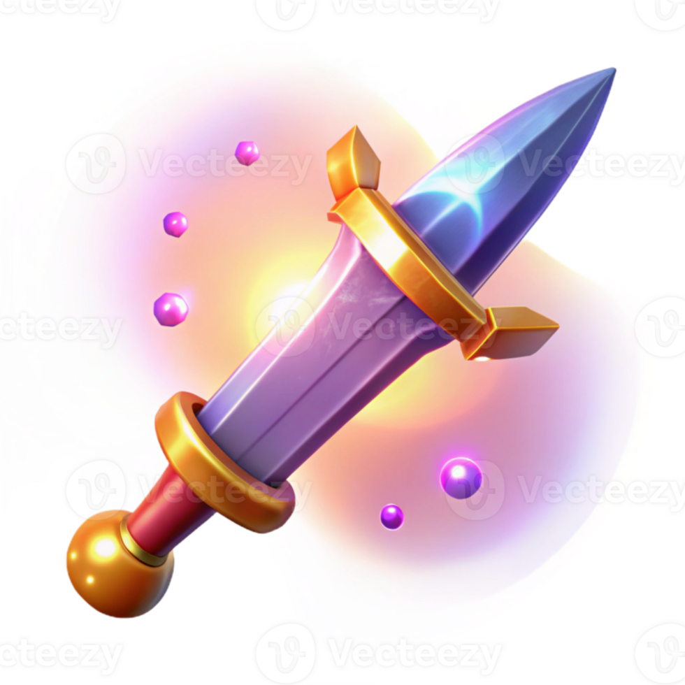 beautiful rustic Magical Fantasy Sword 3D Illustration genuine png