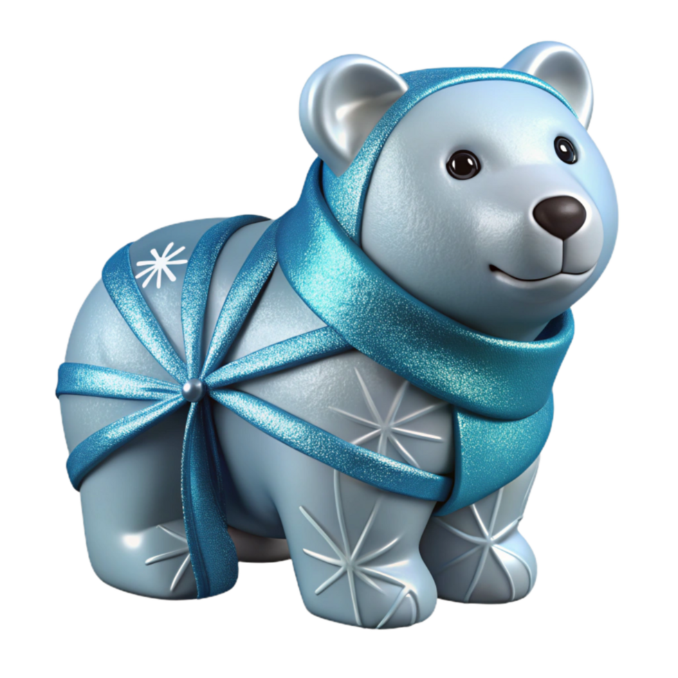 Adorable 3D Render of Polar Bear in Winter Outfit png