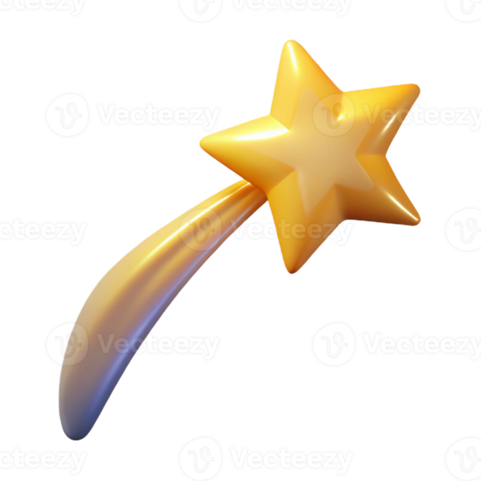 serene creative 3D Render Golden Shooting Star Illustration exclusive png