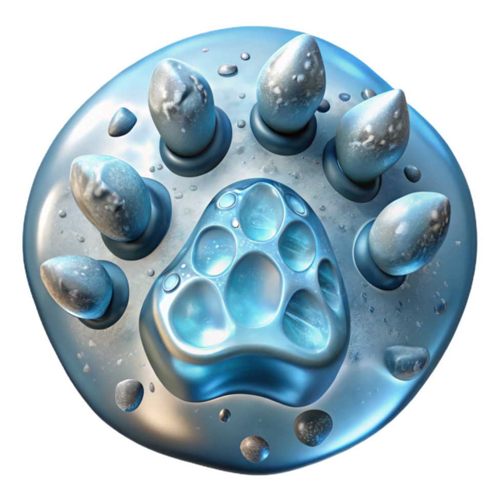 Icy Paw Print Digital Art of Frozen Footprint png