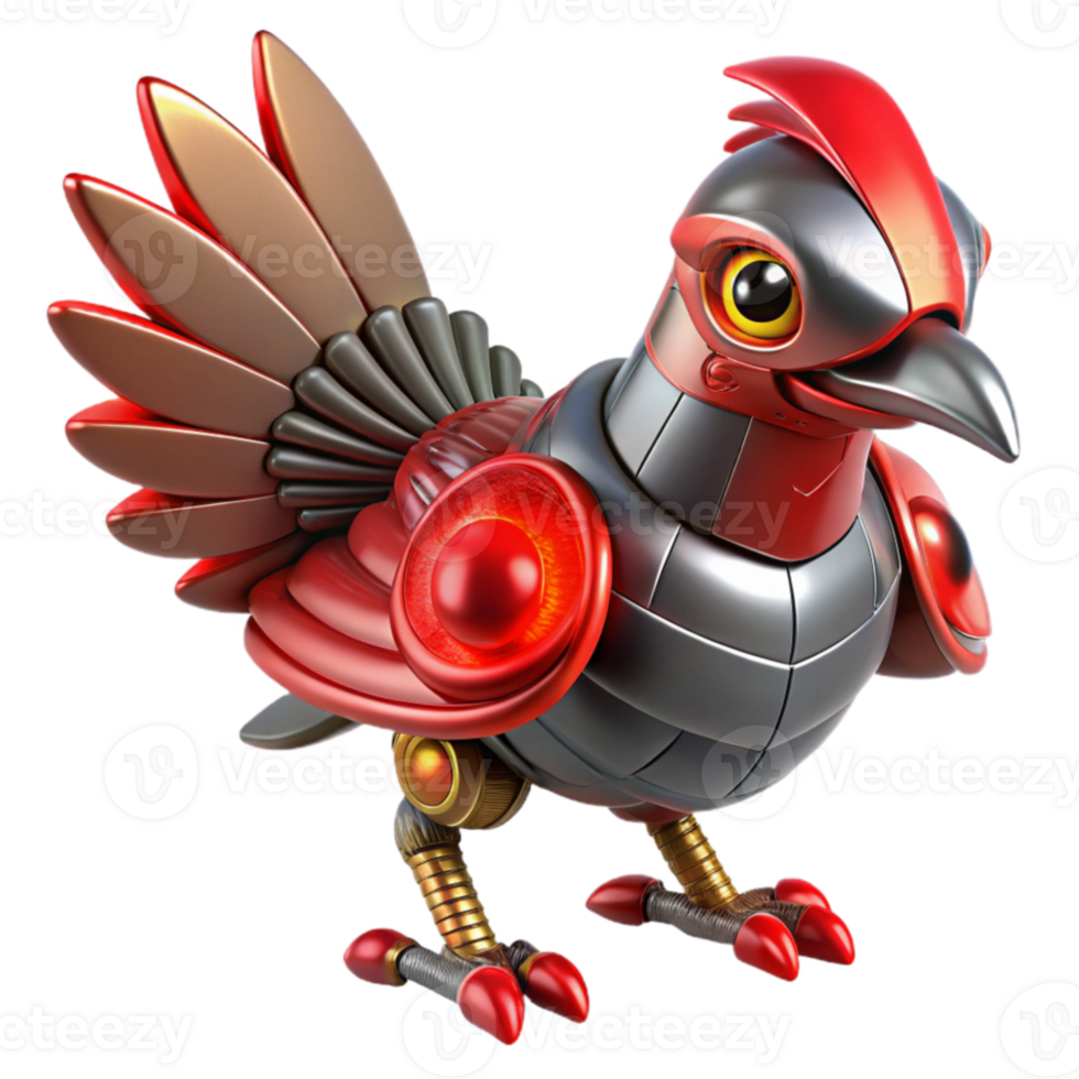 elegant rustic Red Metal Bird 3D Render high resolution png