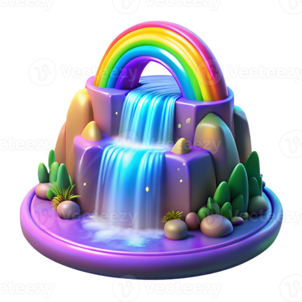magnificent abstract Rainbow Waterfall 3D Render 4K png