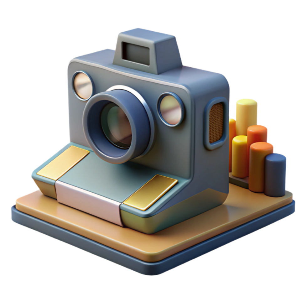 Retro Camera Data Visualization 3D Render png