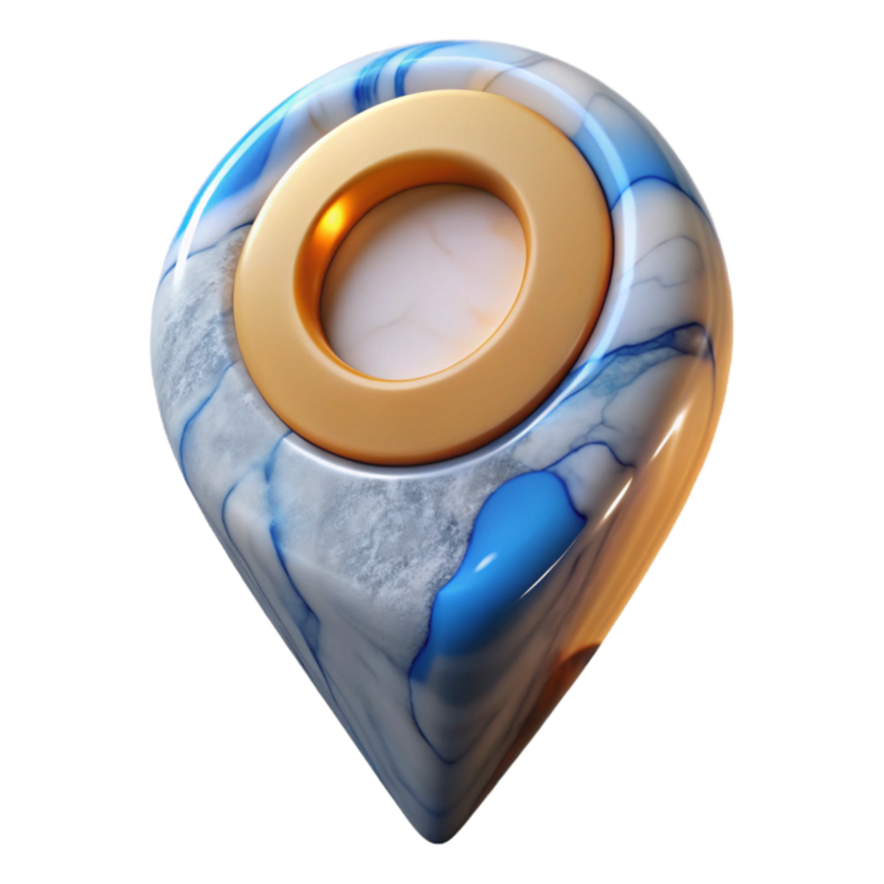 3D Render Abstract Marble and Gold Location Pointer png