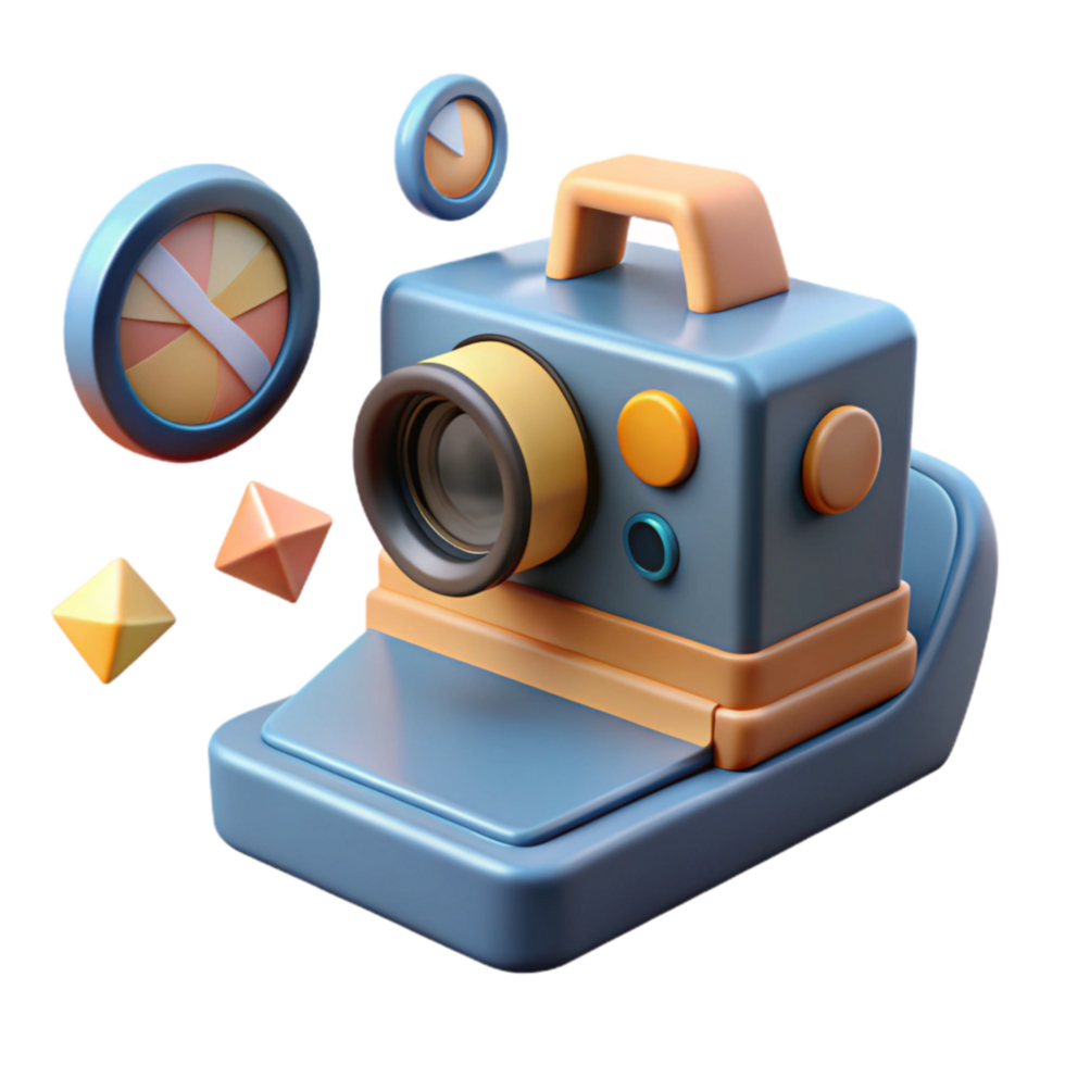 Instant Camera 3D Model Fun, Colorful Design png