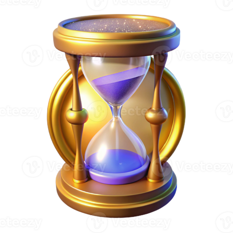 vibrant minimalist Golden Hourglass 3D Render original png