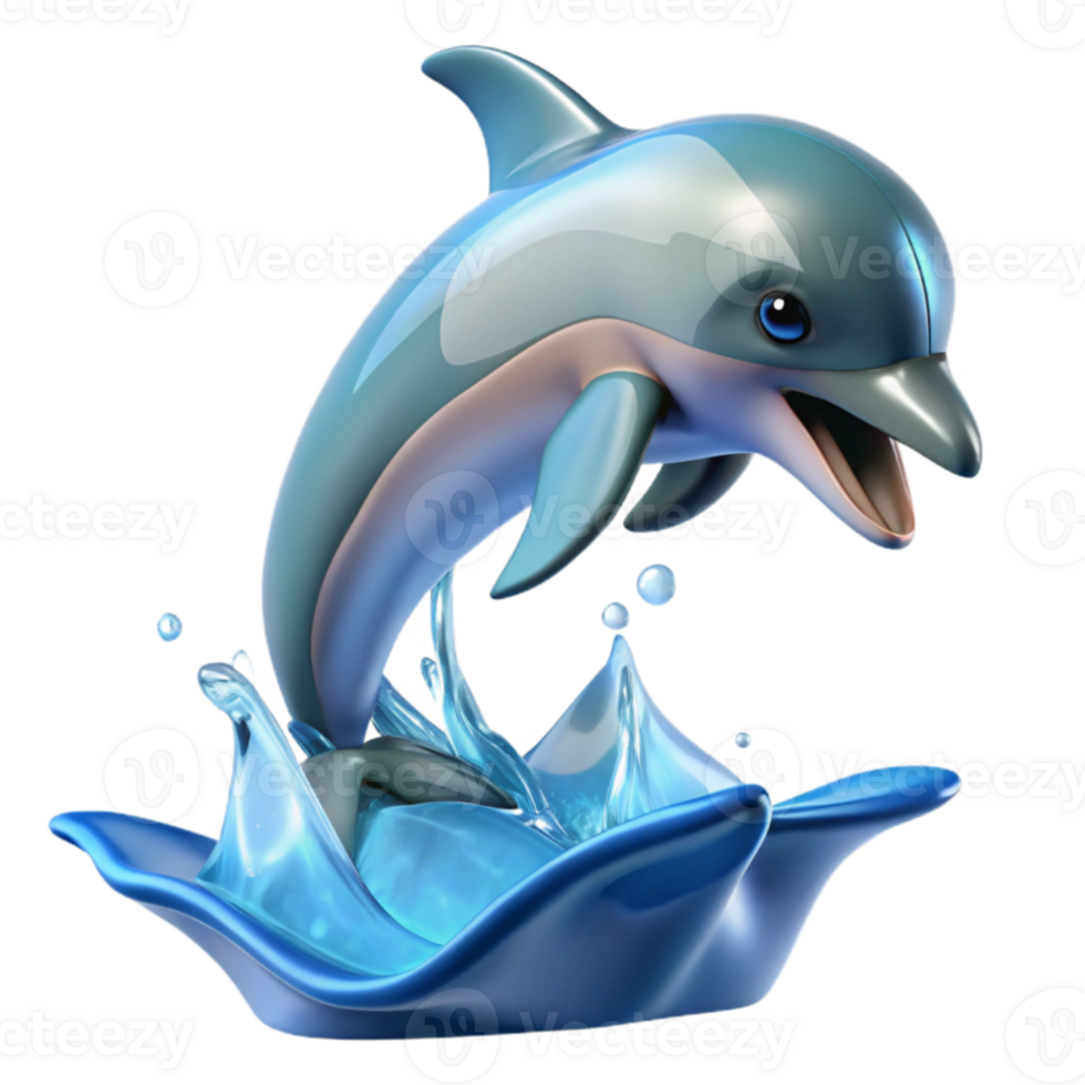 extraordinary modern Playful Dolphin 3D Render detailed png