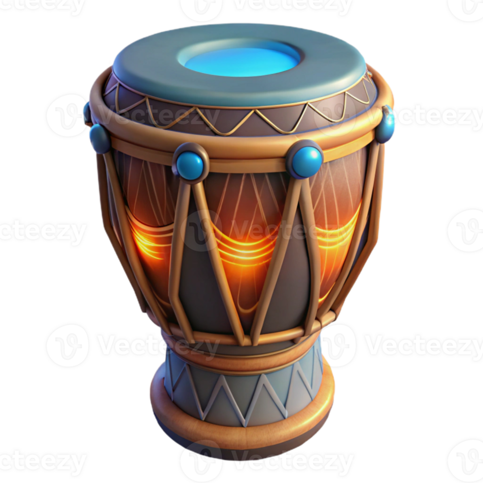 elegant abstract Glowing 3D Render of a Mystical Drum high resolution png