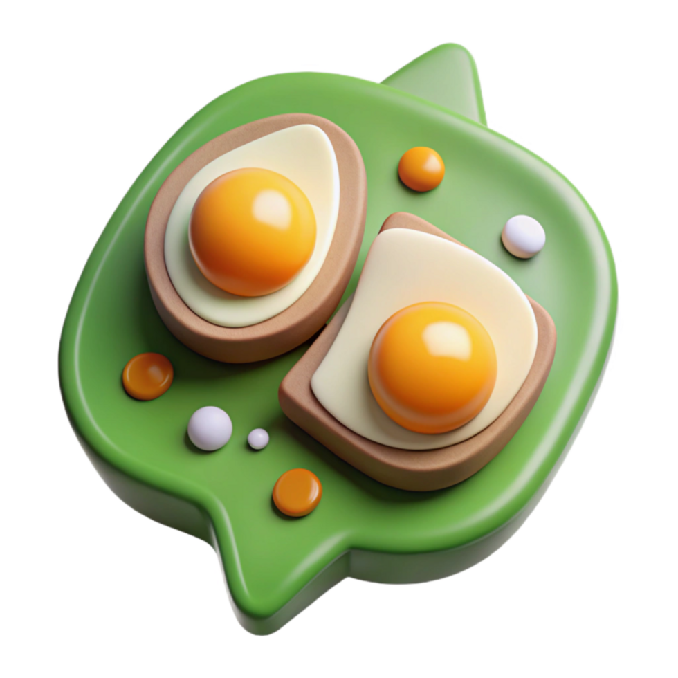 3D Render Fried Eggs on Toast png