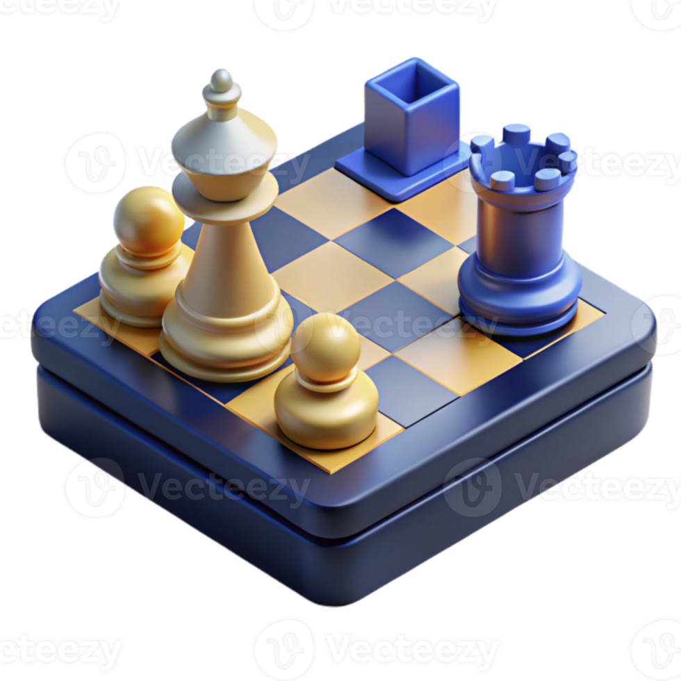dramatic classic 3D Render Chess Game Illustration high resolution png