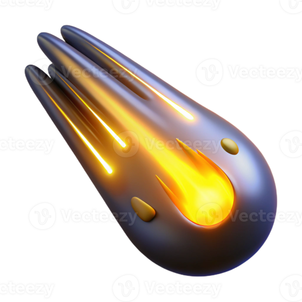 stunning abstract 3D Render of a Fiery Comet high resolution png