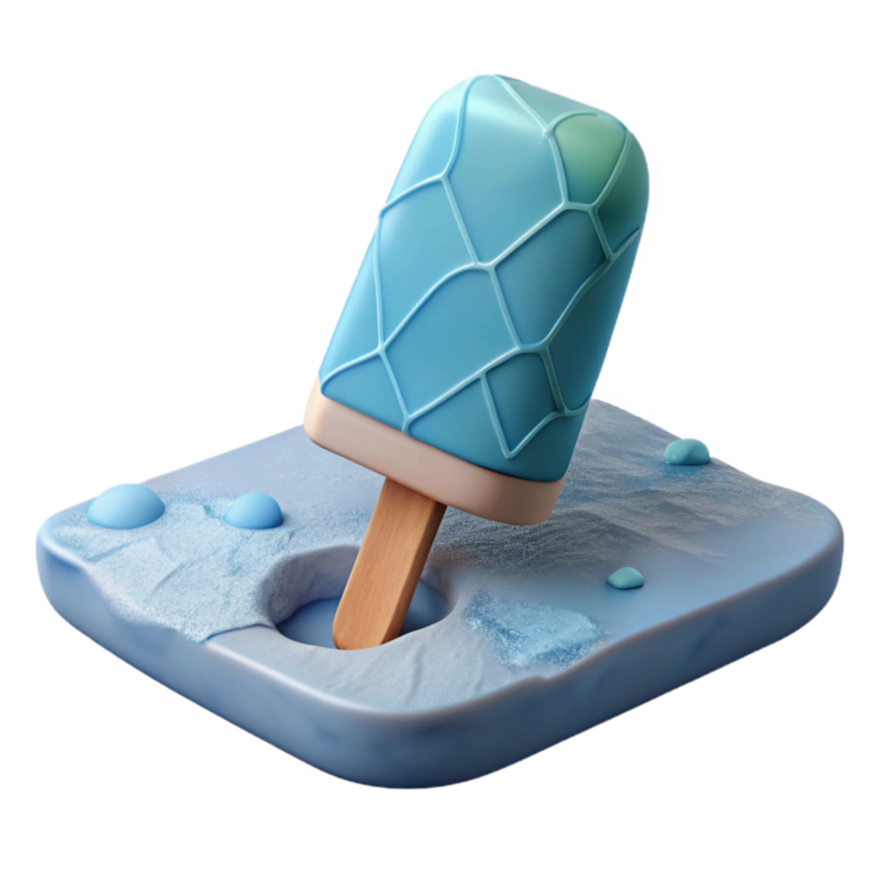 Icy Popsicle Meltdown Summer Treat in Frozen Landscape png