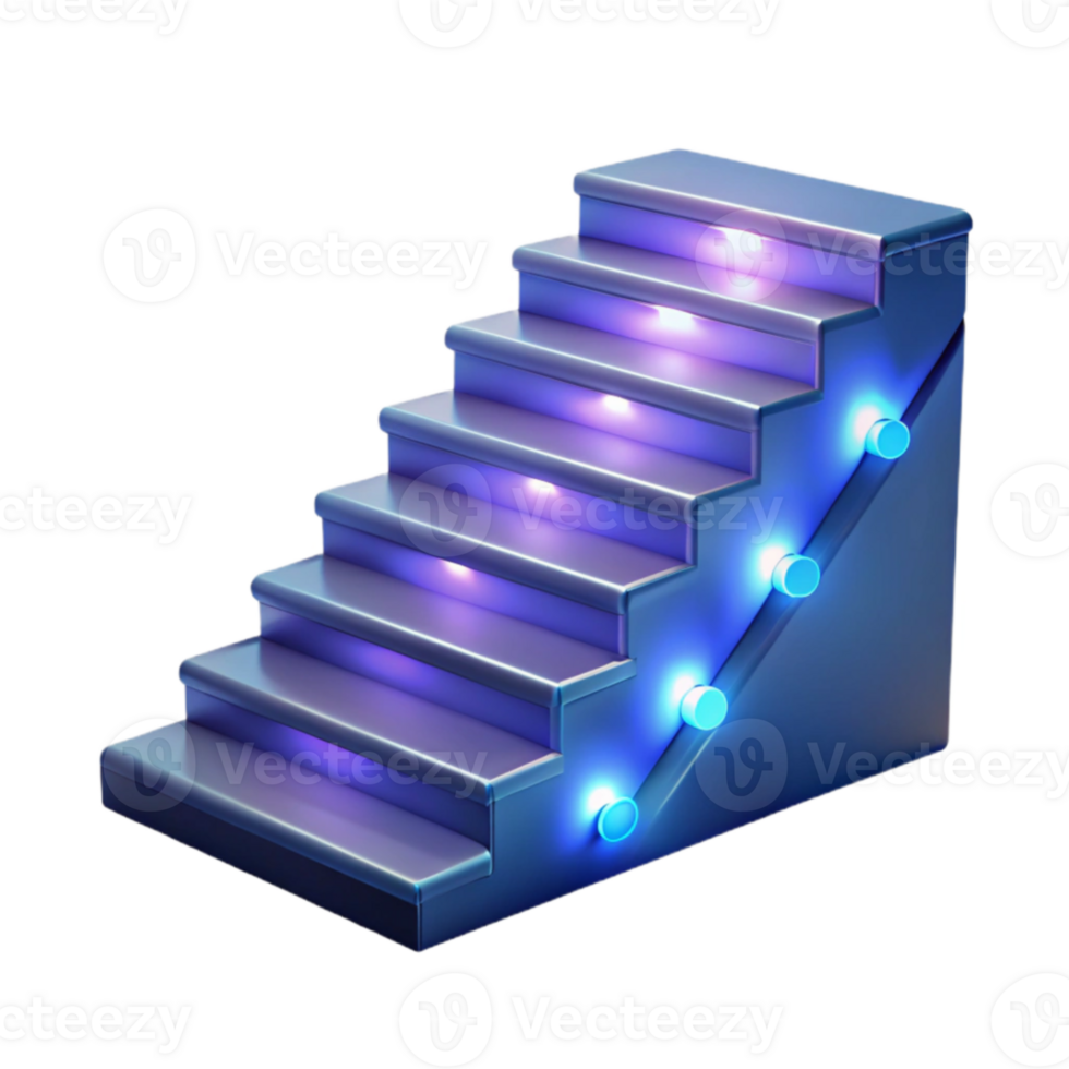 dramatic creative 3D Illuminated Staircase Illustration high resolution png