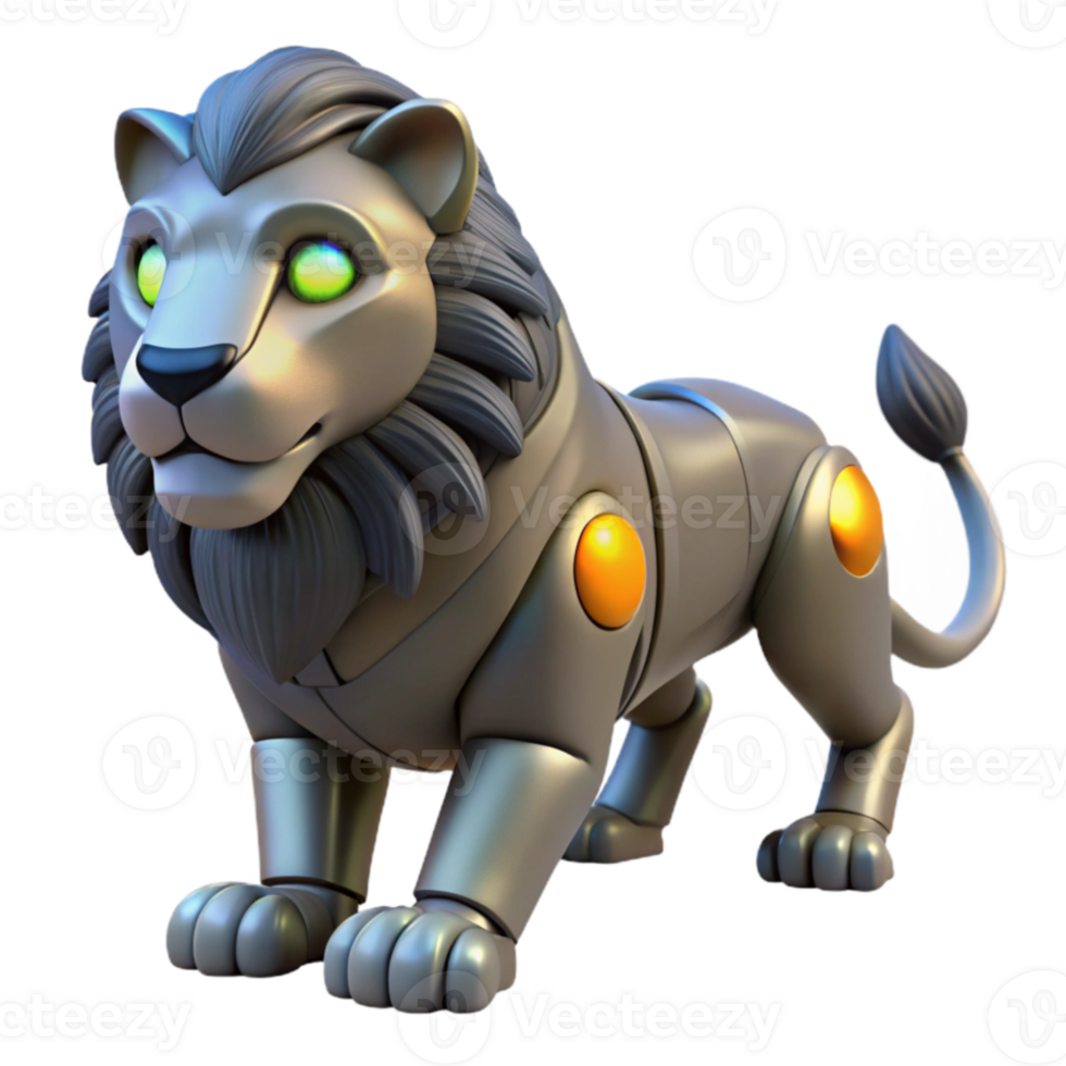 impressive abstract Robotic Lion 3D Render high resolution png