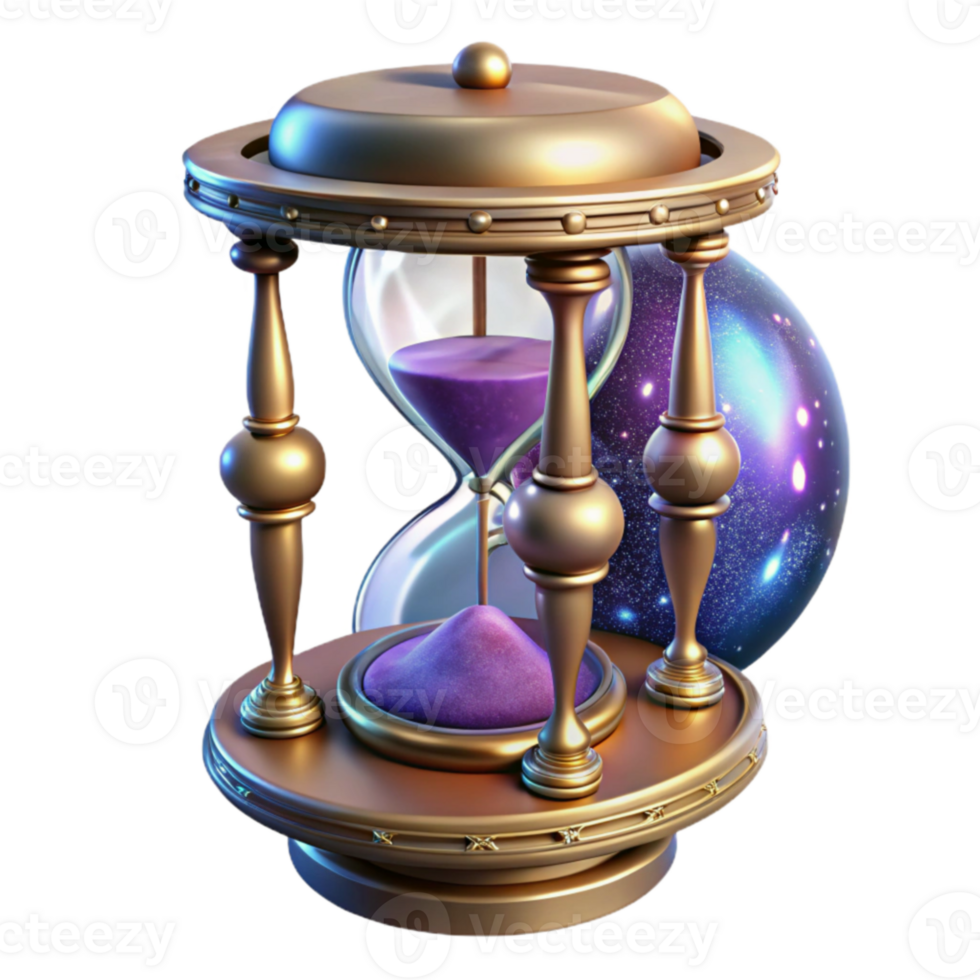 dramatic rustic Cosmic Hourglass 3D Render professional png