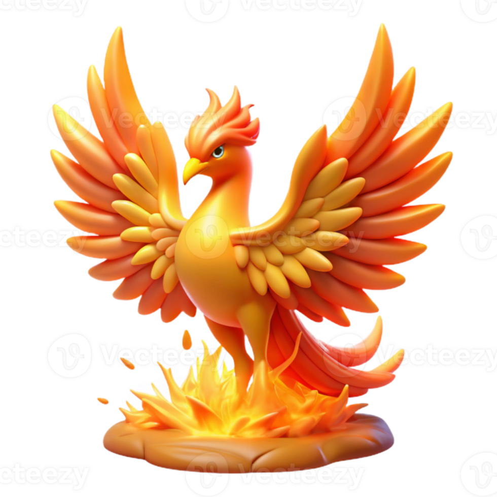 serene traditional 3D Render of a Mythical Phoenix Bird genuine png