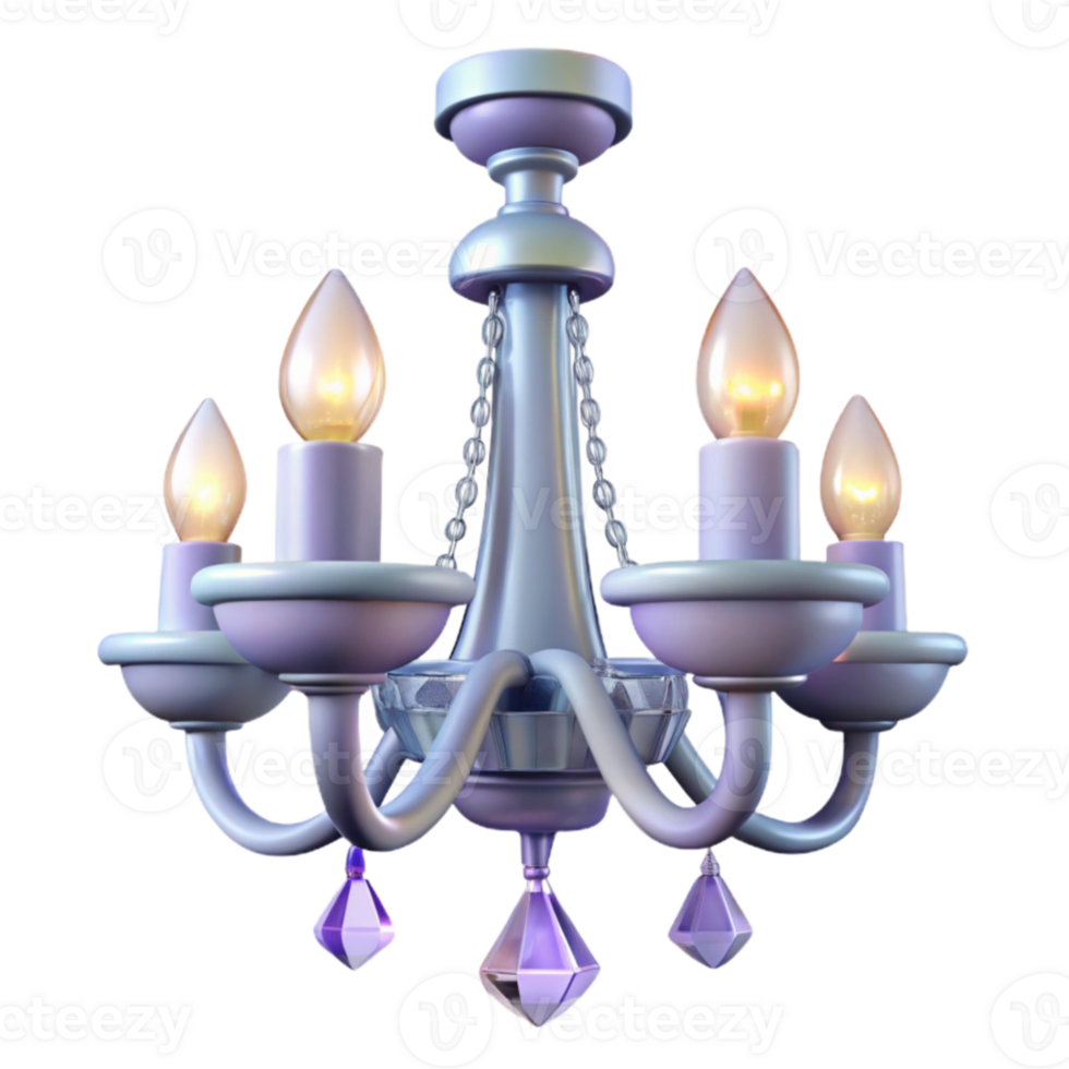 beautiful abstract Lavender Crystal Chandelier 3D Render premium png