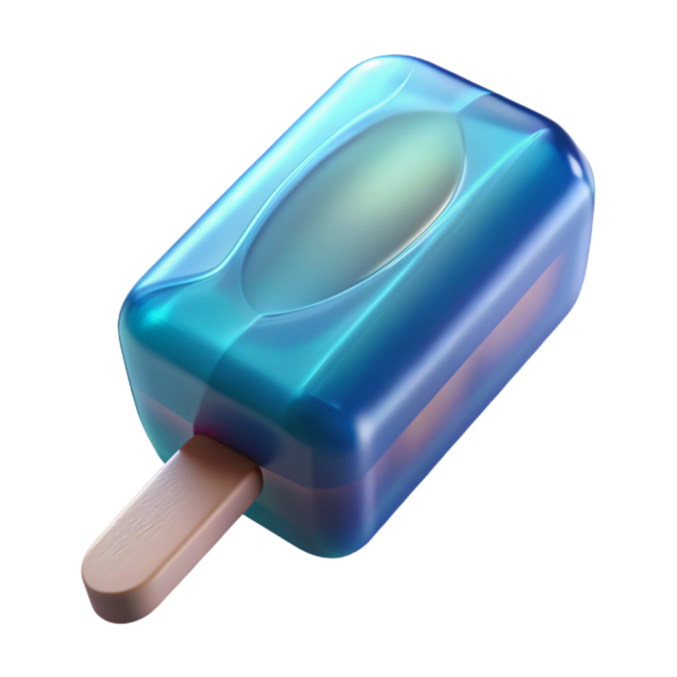 Icy Blue Popsicle Summer Treat 3D Render png