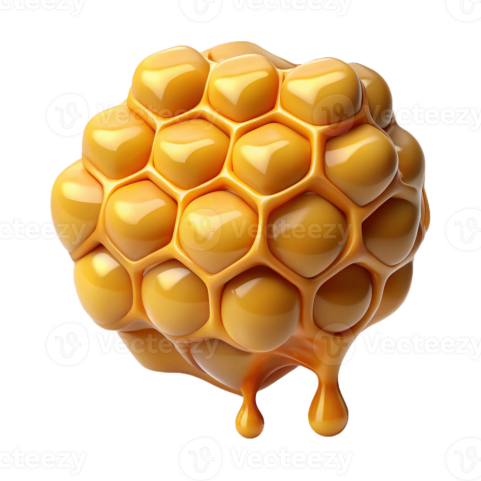 magnificent vintage 3D Honeycomb Render, Golden Honey Dripping professional png