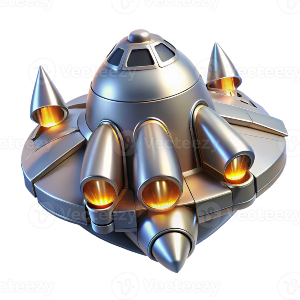 beautiful contemporary 3D Render of Futuristic Spaceship genuine png