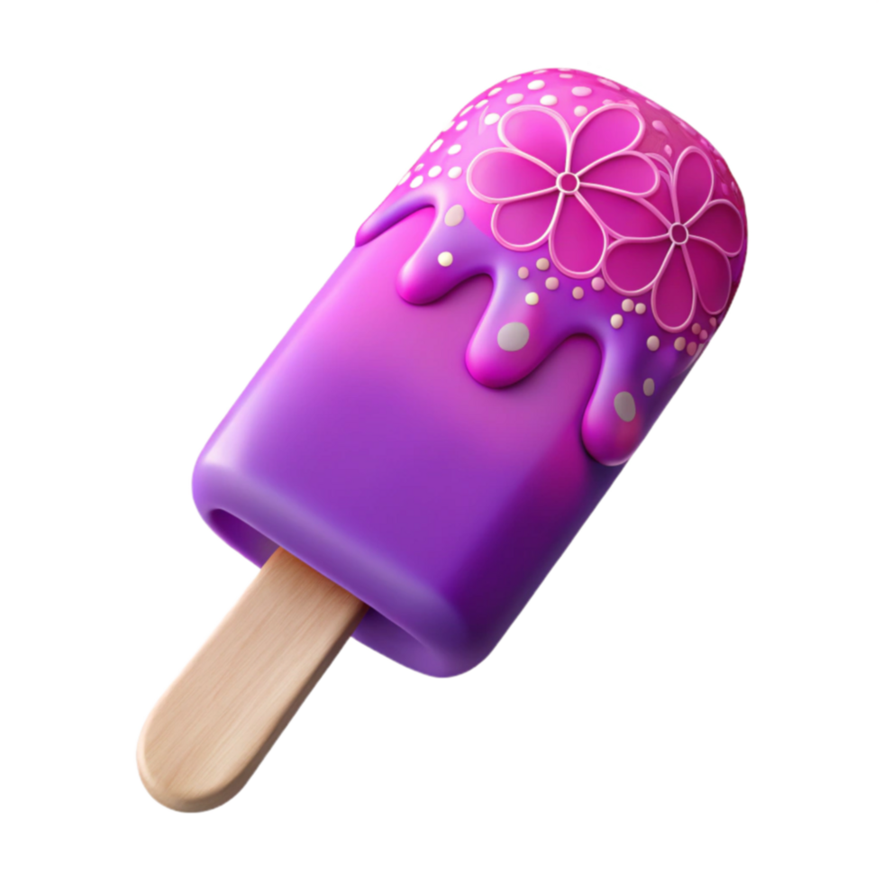 Purple Popsicle with Flower Design png