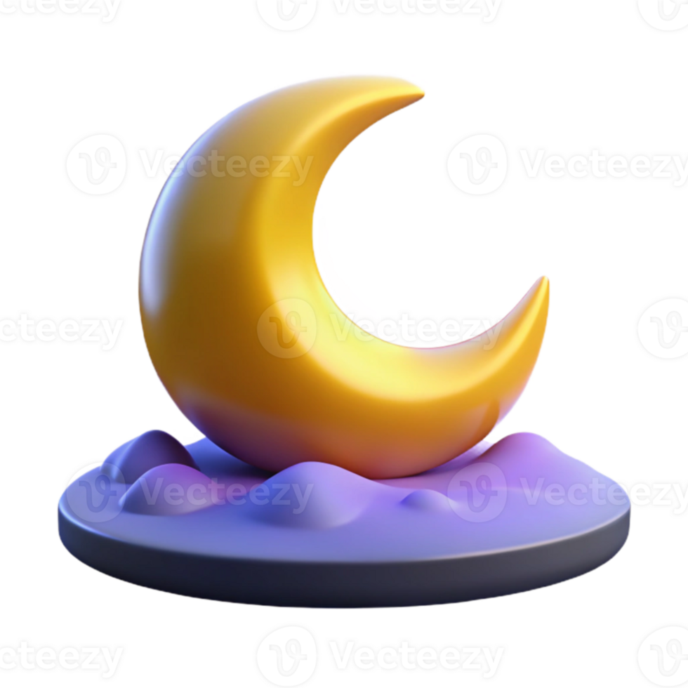stunning creative Golden Crescent Moon 3D Render original png