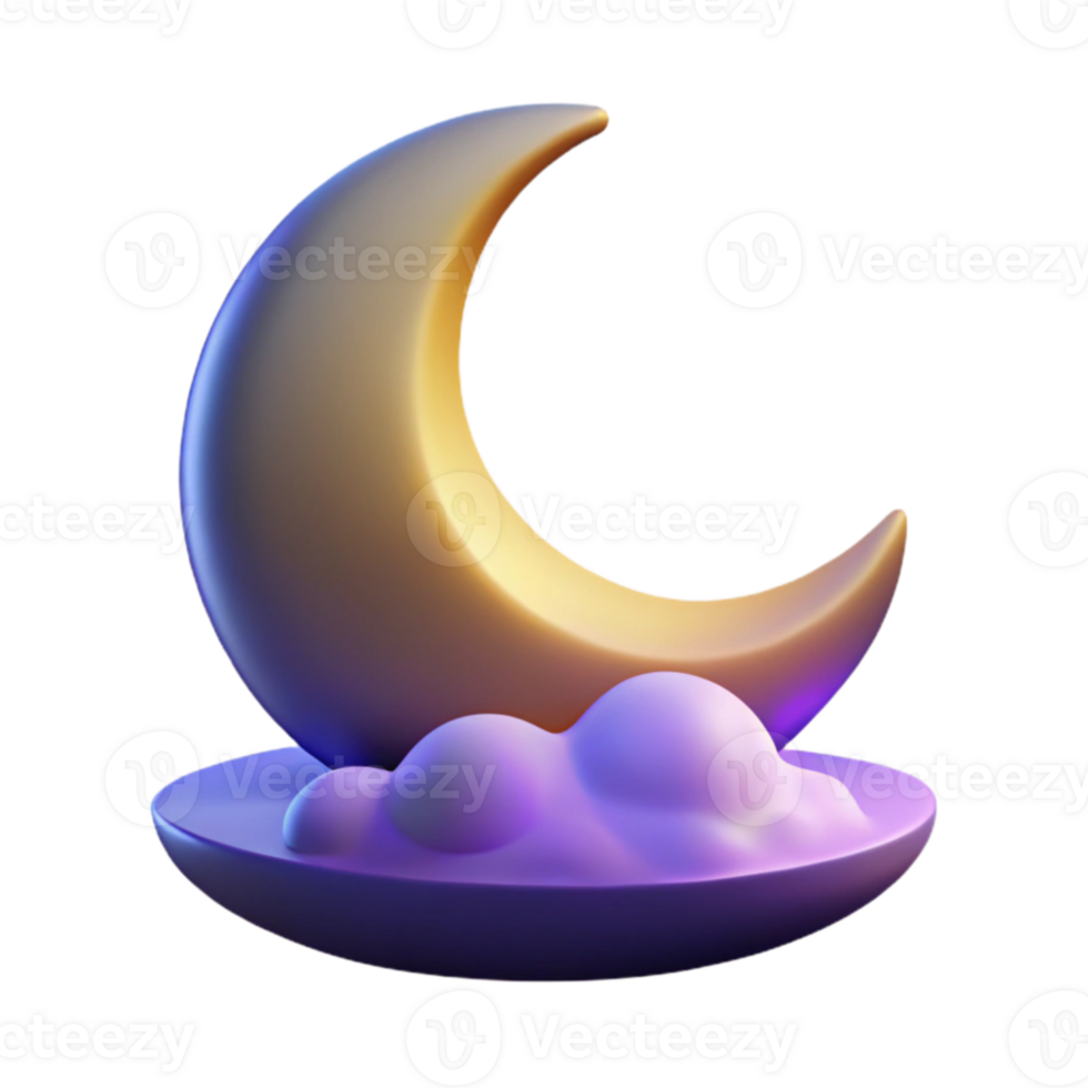 dramatic minimalist Crescent Moon 3D Render, Night Sky Illustration professional png