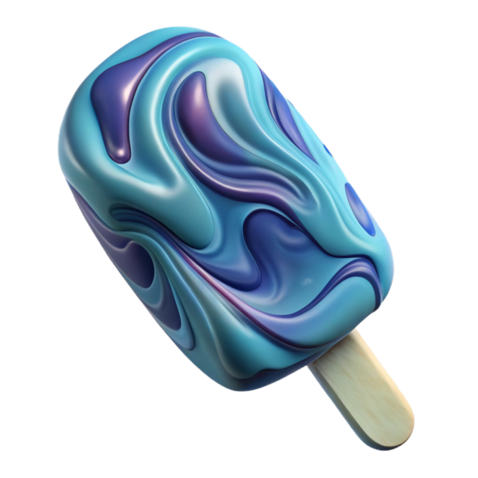 Abstract Swirl Ice Pop 3D Render of Blue and Purple png