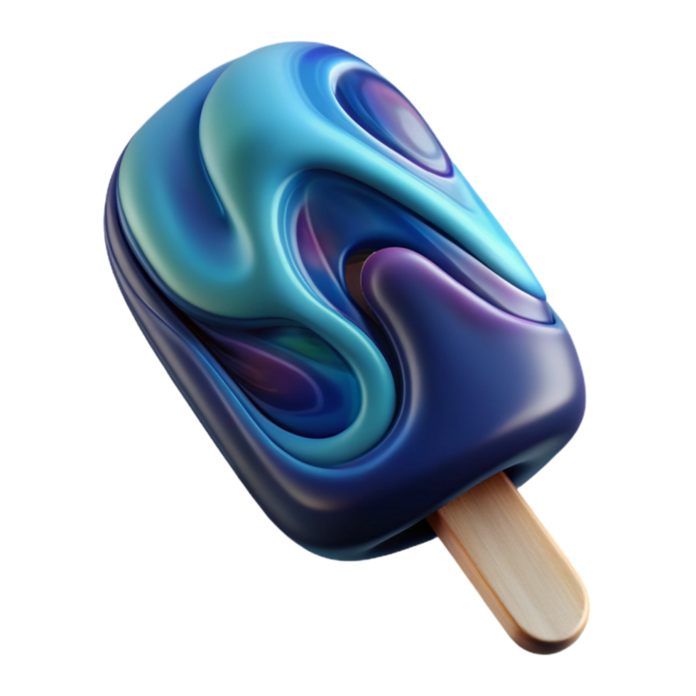 Abstract Swirl Popsicle 3D Render of a Colorful Frozen Treat png