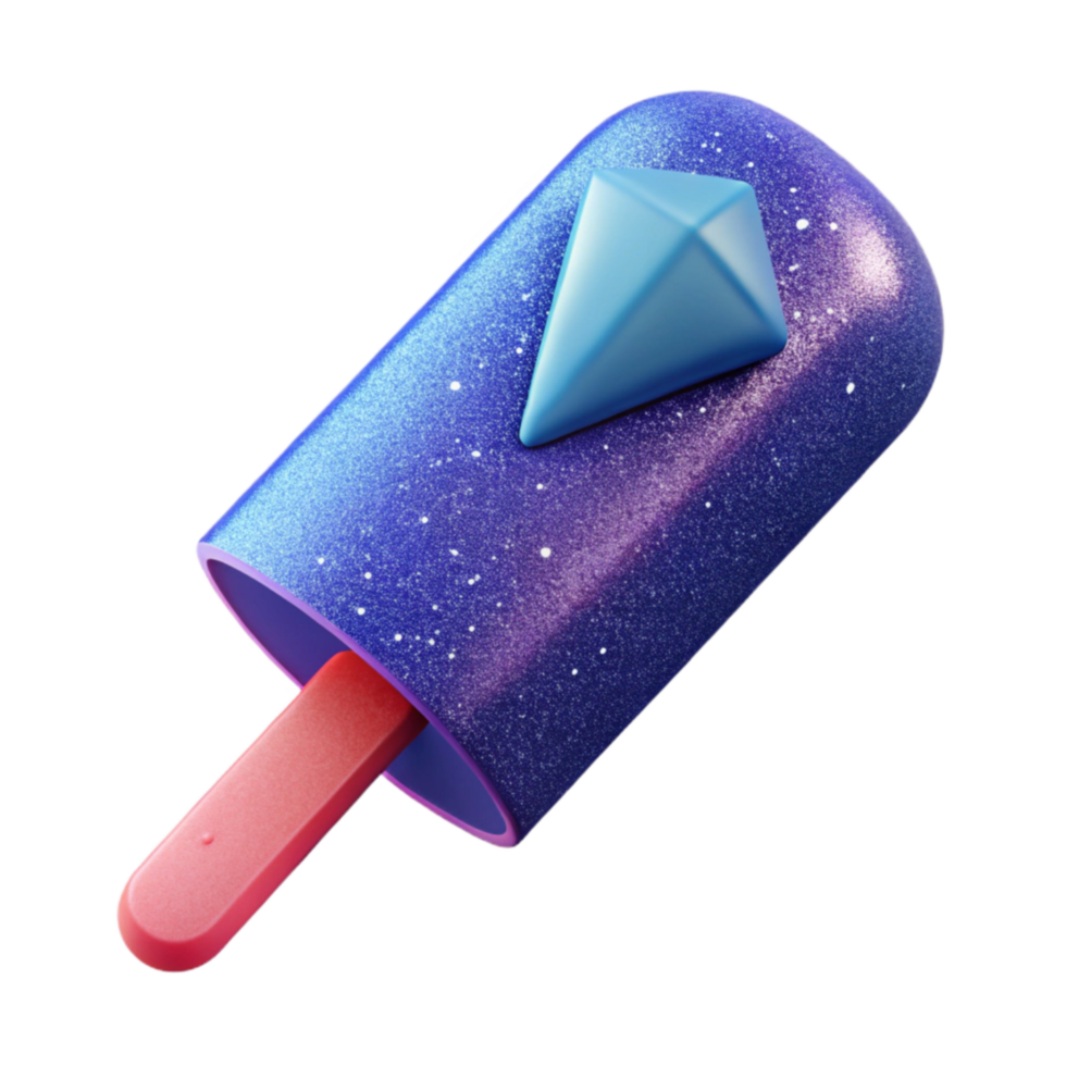Galaxy Popsicle Cosmic Dessert with 3D Gem png