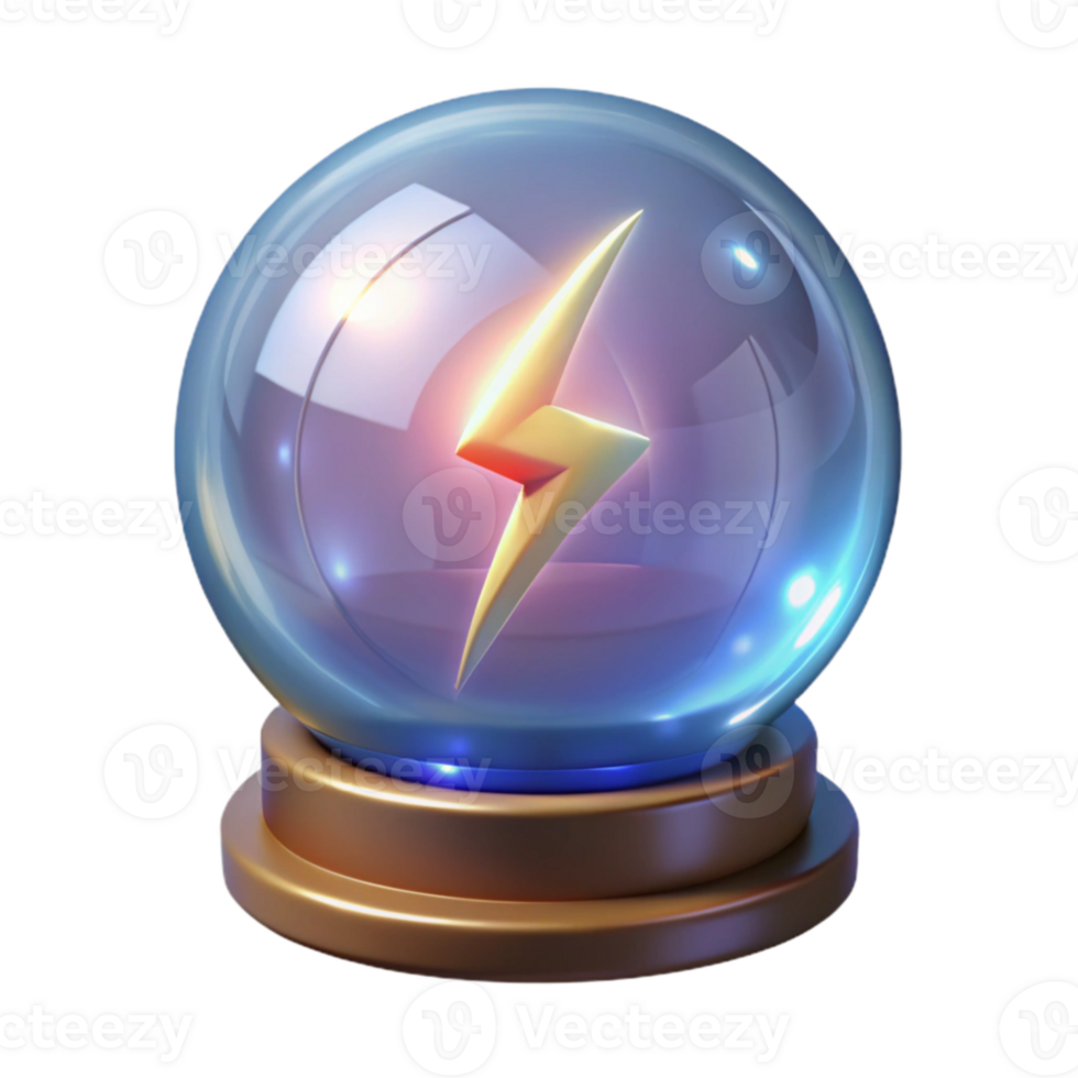 serene modern 3D Render Lightning Bolt in Glass Orb high quality png