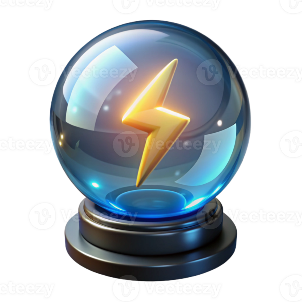impressive abstract 3D Render Magic Ball Lightning Power original png