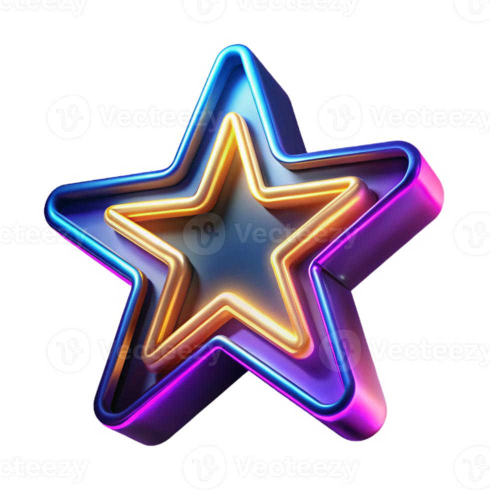 wonderful abstract Neon Star 3D Render professional png